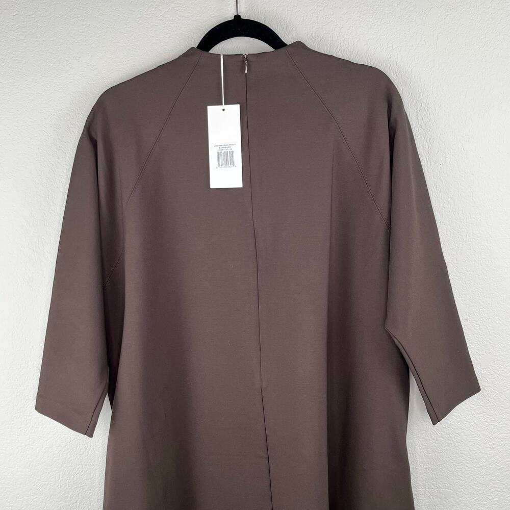 Pari Passu Janice Funnel Midi Dress 3/4 Sleeve Espresso Brown NWT Plus Size D20 - Picture 11 of 16